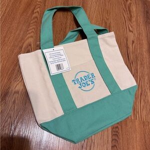 Trader Joe’s Mini Green and Cream Tote Bag pastel spring